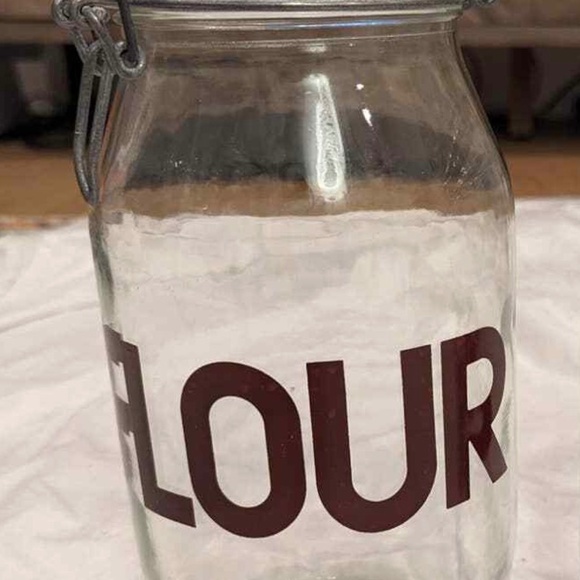Vintage Carlton Glass Flour Canister Jar, with wire bail lid. - Picture 1 of 1